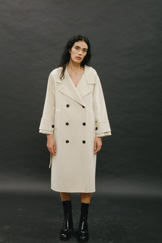 Wool and  cashmere double-sided coat