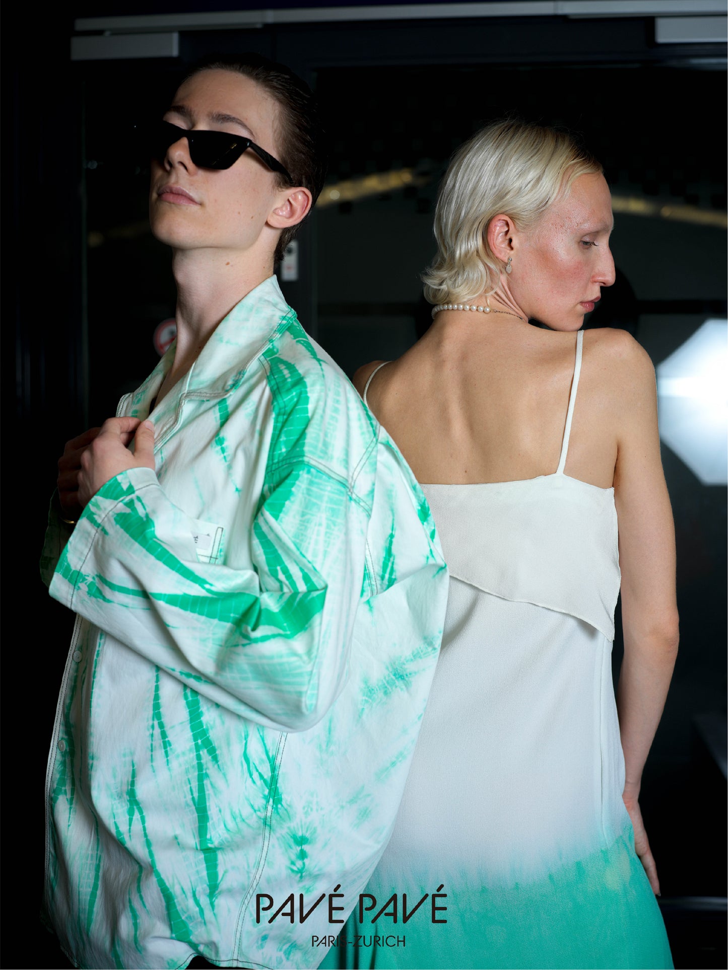 Pure cotton green tie-dye oversized shirt