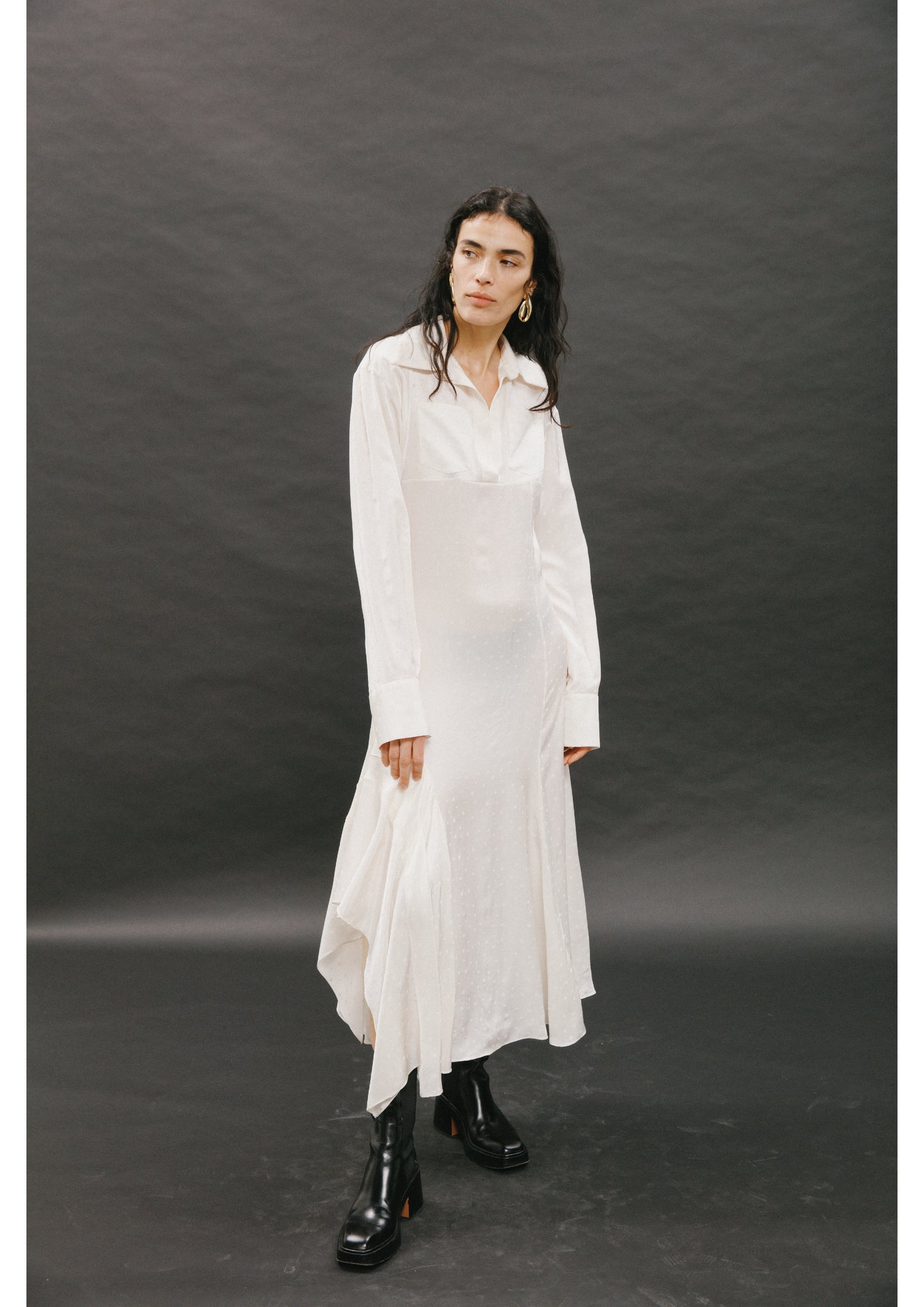 Polka Dot Jacquard Silk Dress