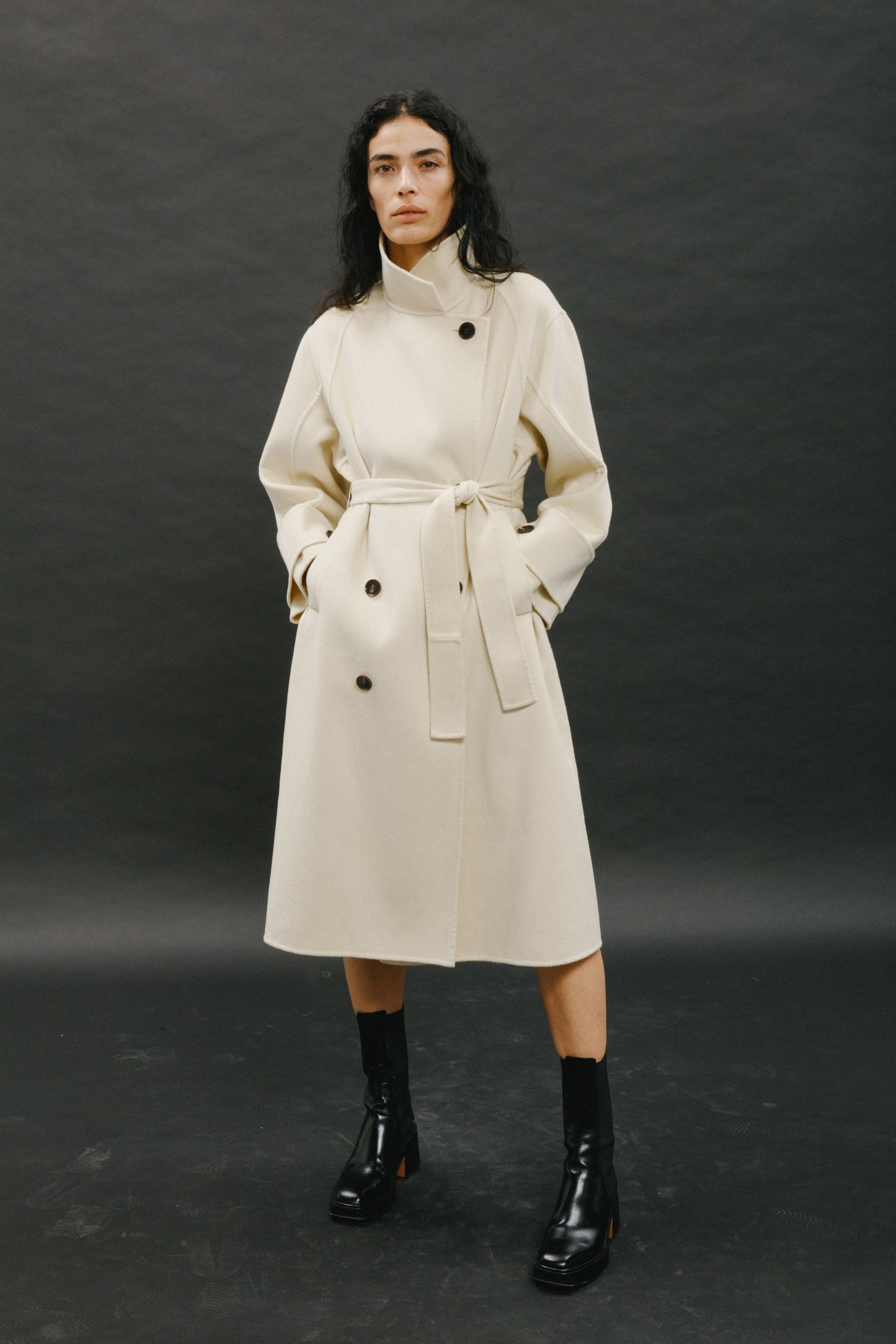 Wool and  cashmere double-sided coat